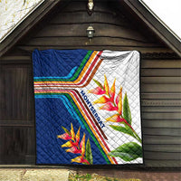 Montserrat Quilt with Heliconia Flower Illustration Colorful Retro Stripe Design - Wonder Print Shop