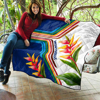 Montserrat Quilt with Heliconia Flower Illustration Colorful Retro Stripe Design - Wonder Print Shop