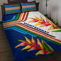 Montserrat Quilt Bed Set with Heliconia Flower Illustration Colorful Retro Stripe Design - Wonder Print Shop