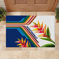 Montserrat Rubber Doormat with Heliconia Flower Illustration Colorful Retro Stripe Design - Wonder Print Shop