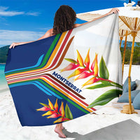 Montserrat Sarong with Heliconia Flower Illustration Colorful Retro Stripe Design - Wonder Print Shop
