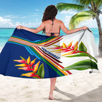 Montserrat Sarong with Heliconia Flower Illustration Colorful Retro Stripe Design - Wonder Print Shop