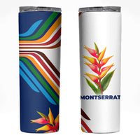 Montserrat Skinny Tumbler with Heliconia Flower Illustration Colorful Retro Stripe Design - Wonder Print Shop
