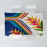 Montserrat Tablecloth with Heliconia Flower Illustration Colorful Retro Stripe Design - Wonder Print Shop