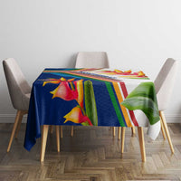 Montserrat Tablecloth with Heliconia Flower Illustration Colorful Retro Stripe Design - Wonder Print Shop