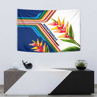 Montserrat Tapestry with Heliconia Flower Illustration Colorful Retro Stripe Design - Wonder Print Shop