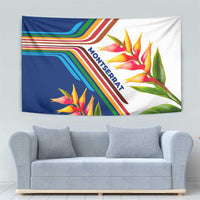 Montserrat Tapestry with Heliconia Flower Illustration Colorful Retro Stripe Design - Wonder Print Shop