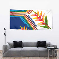 Montserrat Tapestry with Heliconia Flower Illustration Colorful Retro Stripe Design - Wonder Print Shop