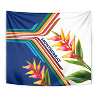 Montserrat Tapestry with Heliconia Flower Illustration Colorful Retro Stripe Design - Wonder Print Shop