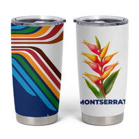 Montserrat Tumbler Cup with Heliconia Flower Illustration Colorful Retro Stripe Design - Wonder Print Shop