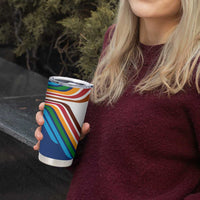 Montserrat Tumbler Cup with Heliconia Flower Illustration Colorful Retro Stripe Design - Wonder Print Shop