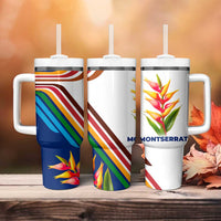 Montserrat Tumbler With Handle with Heliconia Flower Illustration Colorful Retro Stripe Design - Wonder Print Shop