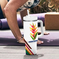 Montserrat Tumbler With Handle with Heliconia Flower Illustration Colorful Retro Stripe Design - Wonder Print Shop