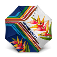 Montserrat Umbrella with Heliconia Flower Illustration Colorful Retro Stripe Design - Wonder Print Shop