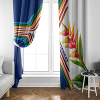 Montserrat Window Curtain with Heliconia Flower Illustration Colorful Retro Stripe Design - Wonder Print Shop