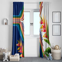 Montserrat Window Curtain with Heliconia Flower Illustration Colorful Retro Stripe Design - Wonder Print Shop
