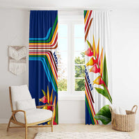 Montserrat Window Curtain with Heliconia Flower Illustration Colorful Retro Stripe Design - Wonder Print Shop