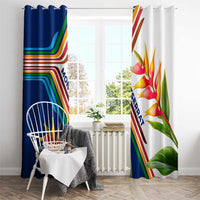 Montserrat Window Curtain with Heliconia Flower Illustration Colorful Retro Stripe Design - Wonder Print Shop