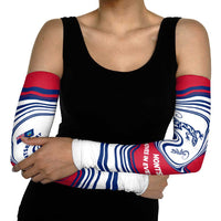 Montserrat Arm Sleeves with Gecko Illustration Red Blue Wavy Line Design - Wonder Print Shop