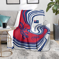 Montserrat Blanket with Gecko Illustration Red Blue Wavy Line Design - Wonder Print Shop