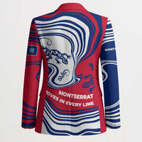Montserrat Blazer with Gecko Illustration Red Blue Wavy Line Design - Wonder Print Shop