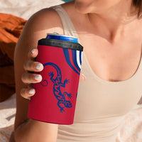 Montserrat 4 in 1 Can Cooler Tumbler with Gecko Illustration Red Blue Wavy Line Design - Wonder Print Shop