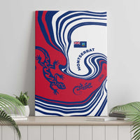 Montserrat Canvas Wall Art with Gecko Illustration Red Blue Wavy Line Design - Wonder Print Shop