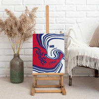 Montserrat Canvas Wall Art with Gecko Illustration Red Blue Wavy Line Design - Wonder Print Shop