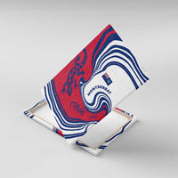 Montserrat Canvas Wall Art with Gecko Illustration Red Blue Wavy Line Design - Wonder Print Shop