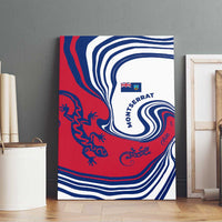 Montserrat Canvas Wall Art with Gecko Illustration Red Blue Wavy Line Design - Wonder Print Shop