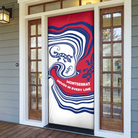 Montserrat Door Cover with Gecko Illustration Red Blue Wavy Line Design - Wonder Print Shop