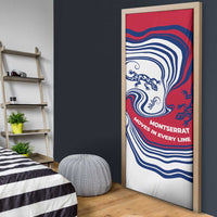 Montserrat Door Cover with Gecko Illustration Red Blue Wavy Line Design - Wonder Print Shop