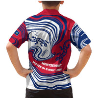 Montserrat Family Matching Mermaid Dress and Hawaiian Shirt with Gecko Illustration Red Blue Wavy Line Design - Wonder Print Shop