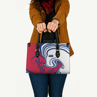 Montserrat Leather Bag with Gecko Illustration Red Blue Wavy Line Design - Wonder Print Shop