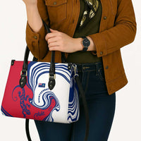 Montserrat Leather Bag with Gecko Illustration Red Blue Wavy Line Design - Wonder Print Shop
