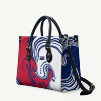 Montserrat Leather Bag with Gecko Illustration Red Blue Wavy Line Design - Wonder Print Shop