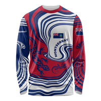 Montserrat Long Sleeve Shirt with Gecko Illustration Red Blue Wavy Line Design - Wonder Print Shop