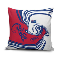 Montserrat Pillow Cover with Gecko Illustration Red Blue Wavy Line Design - Wonder Print Shop