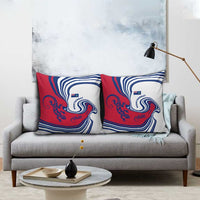 Montserrat Pillow Cover with Gecko Illustration Red Blue Wavy Line Design - Wonder Print Shop
