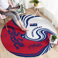Montserrat Round Carpet with Gecko Illustration Red Blue Wavy Line Design - Wonder Print Shop