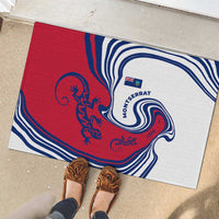 Montserrat Rubber Doormat with Gecko Illustration Red Blue Wavy Line Design - Wonder Print Shop