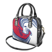 Montserrat Shoulder Handbag with Gecko Illustration Red Blue Wavy Line Design - Wonder Print Shop