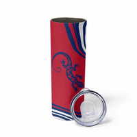 Montserrat Skinny Tumbler with Gecko Illustration Red Blue Wavy Line Design - Wonder Print Shop