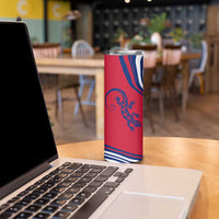 Montserrat Skinny Tumbler with Gecko Illustration Red Blue Wavy Line Design - Wonder Print Shop
