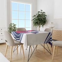 Montserrat Tablecloth with Gecko Illustration Red Blue Wavy Line Design - Wonder Print Shop