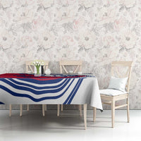 Montserrat Tablecloth with Gecko Illustration Red Blue Wavy Line Design - Wonder Print Shop