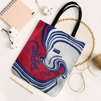 Montserrat Tote Bag with Gecko Illustration Red Blue Wavy Line Design - Wonder Print Shop