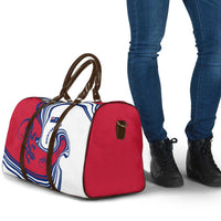 Montserrat Travel Bag with Gecko Illustration Red Blue Wavy Line Design - Wonder Print Shop