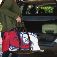 Montserrat Travel Bag with Gecko Illustration Red Blue Wavy Line Design - Wonder Print Shop