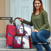 Montserrat Travel Bag with Gecko Illustration Red Blue Wavy Line Design - Wonder Print Shop